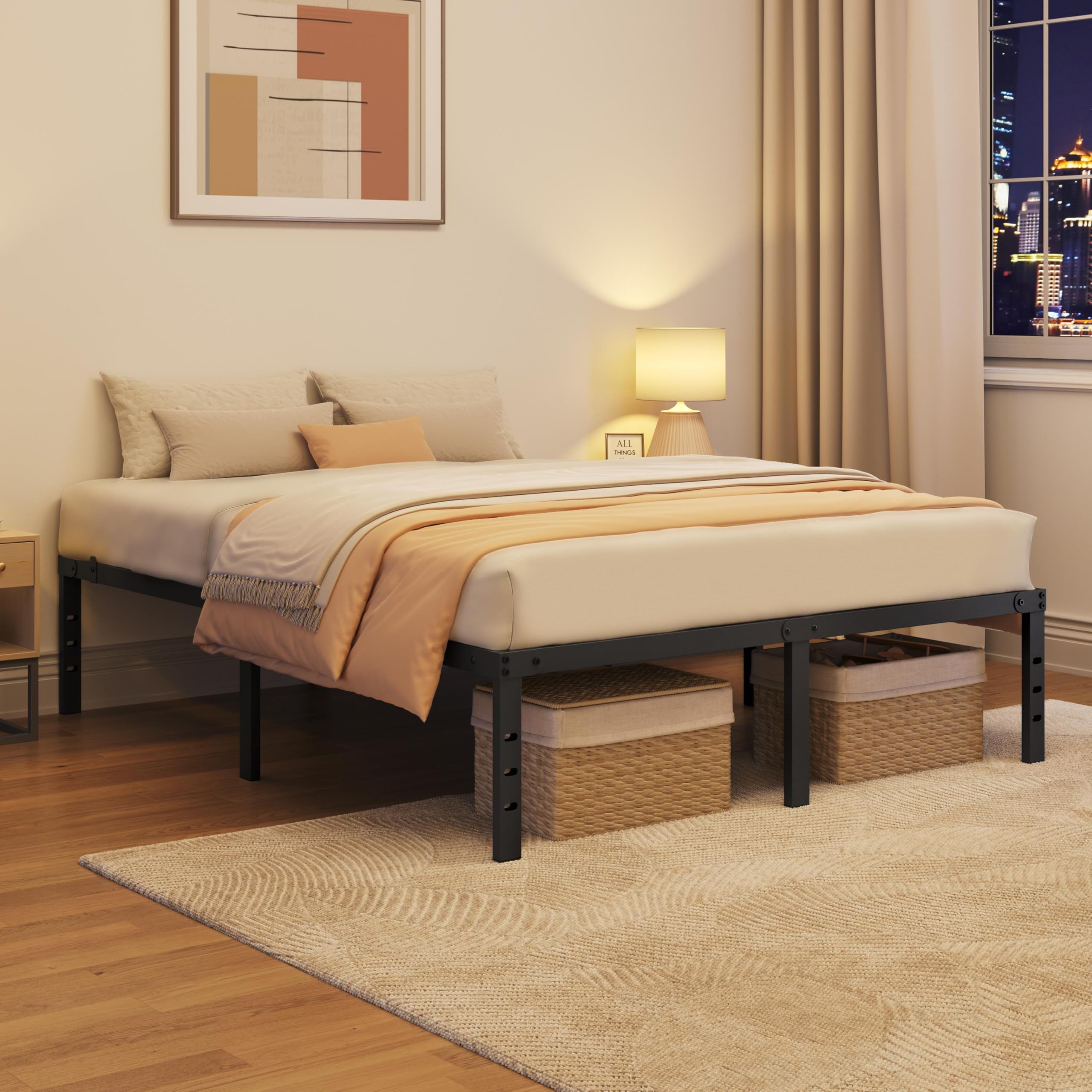 Yaheetech Bettrahmen 36cm H Metallbett mit Lattenrost – Bild 3