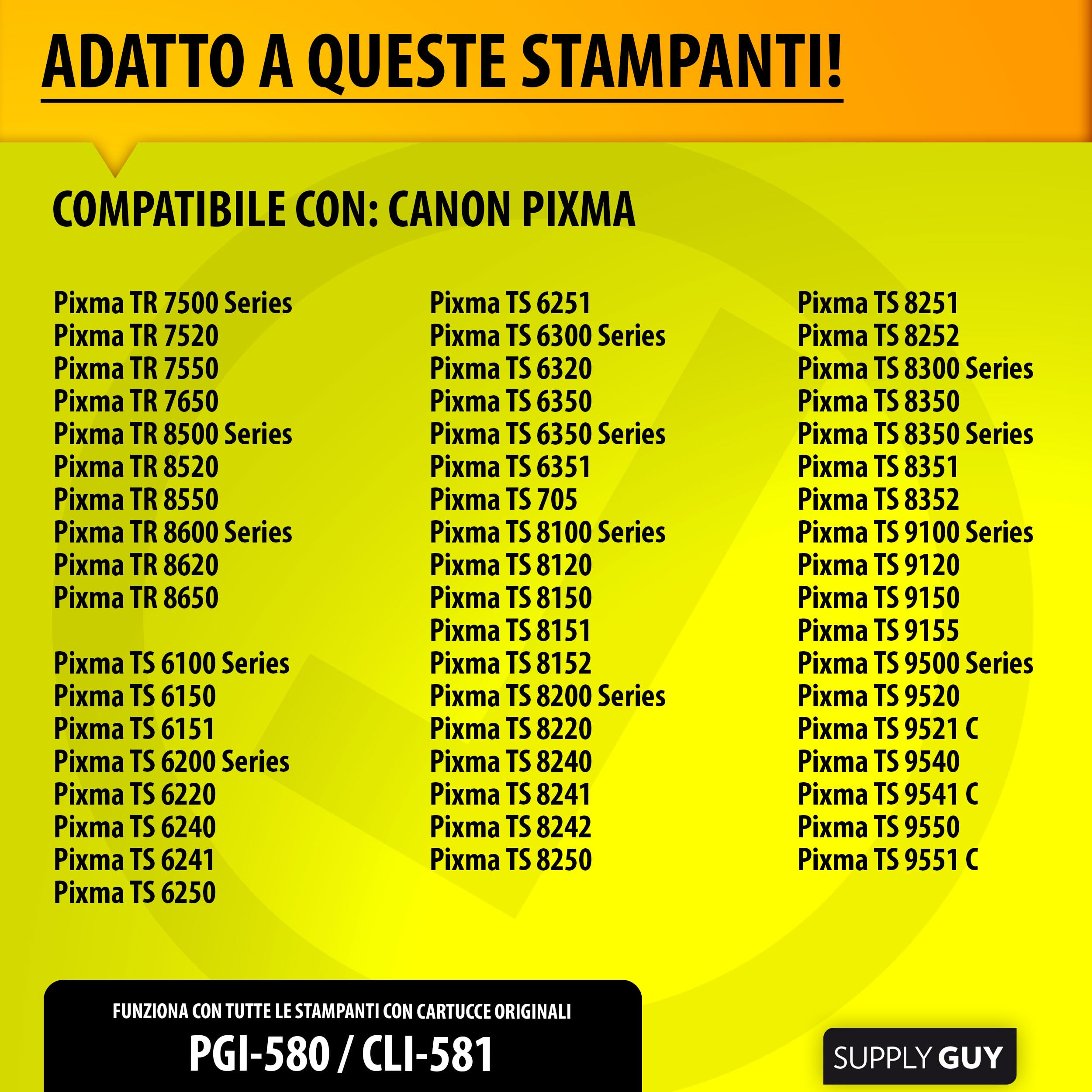 2 Cartucce Inchiostro Giallo Compatibili Canon CLI-581Y Per PIXMA TR8550 TS6350