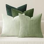 Coga 4 Packs Corduroy Decorative Throw Pillow Covers 18x18 Inch Striped Cushion Cases, Soft Boho Striped Pillow Covers Modern Farmhouse Home Decor for Sofa Living Room Couch Bed Mix and Match
