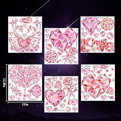 Miniatura 3 de Pawliss Decoraciones para el día de San Valentín, decoración de ventana, calcomanías grandes de cisne de corazón rojo y rosa para ventanas de