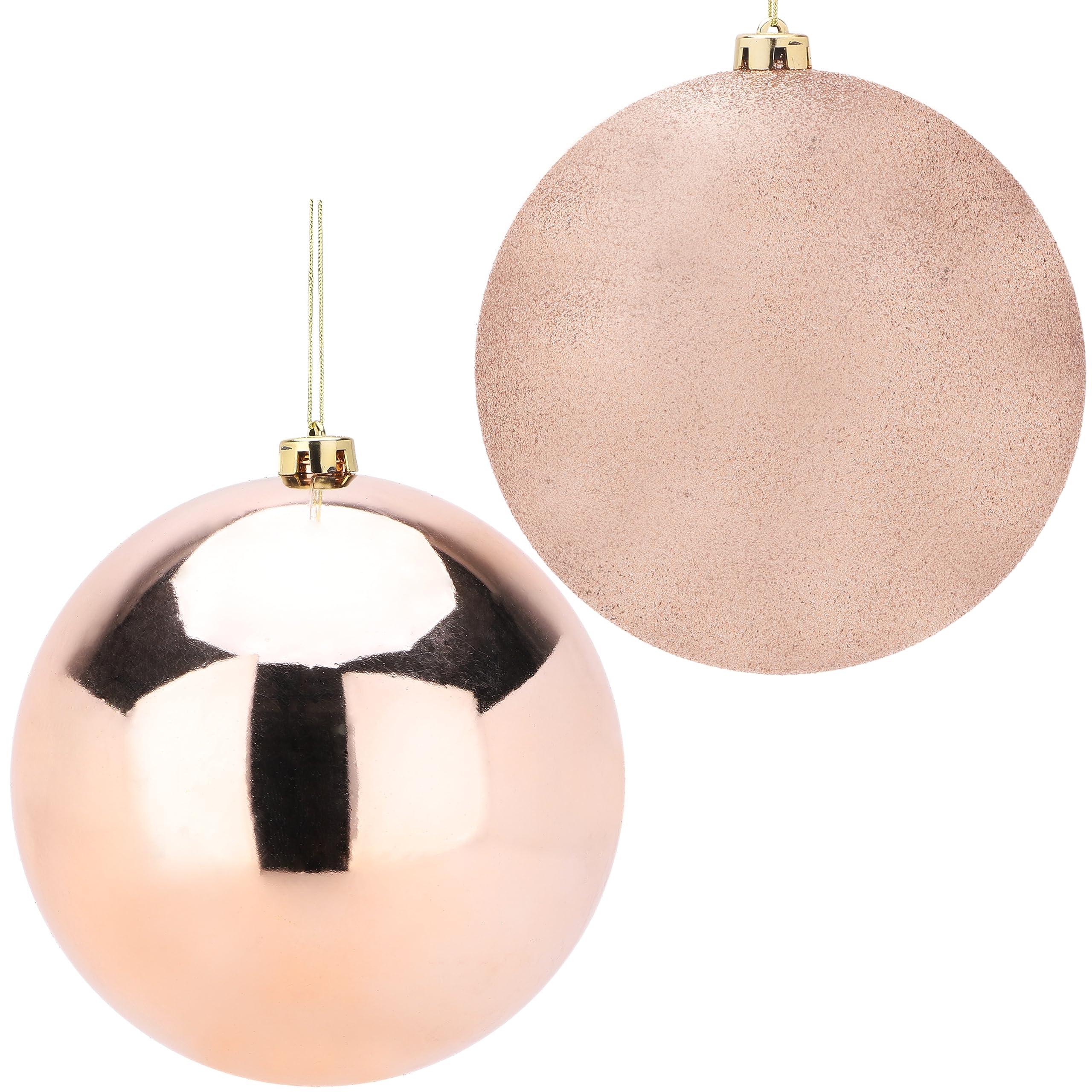 Christmas Concepts® Pack Of 2-200mm (8") Baubles - Shiny & Glitter Design - Giant Christmas Baubles (Champagne)