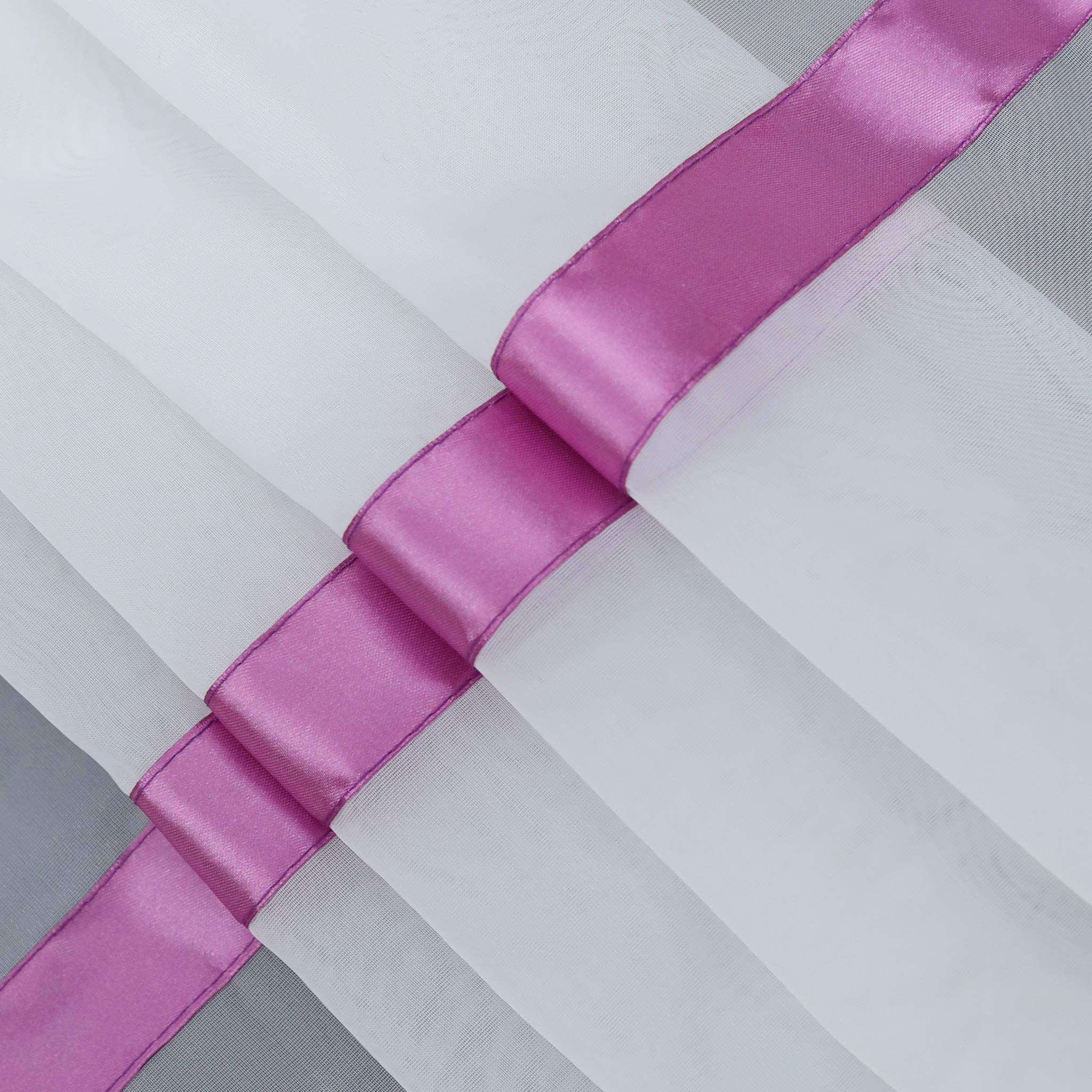 Tenda Voile Trasparente HongYa Con Nastri Di Raso, 100x300 Cm, Bianco, Lavabile In Lavatrice - 5