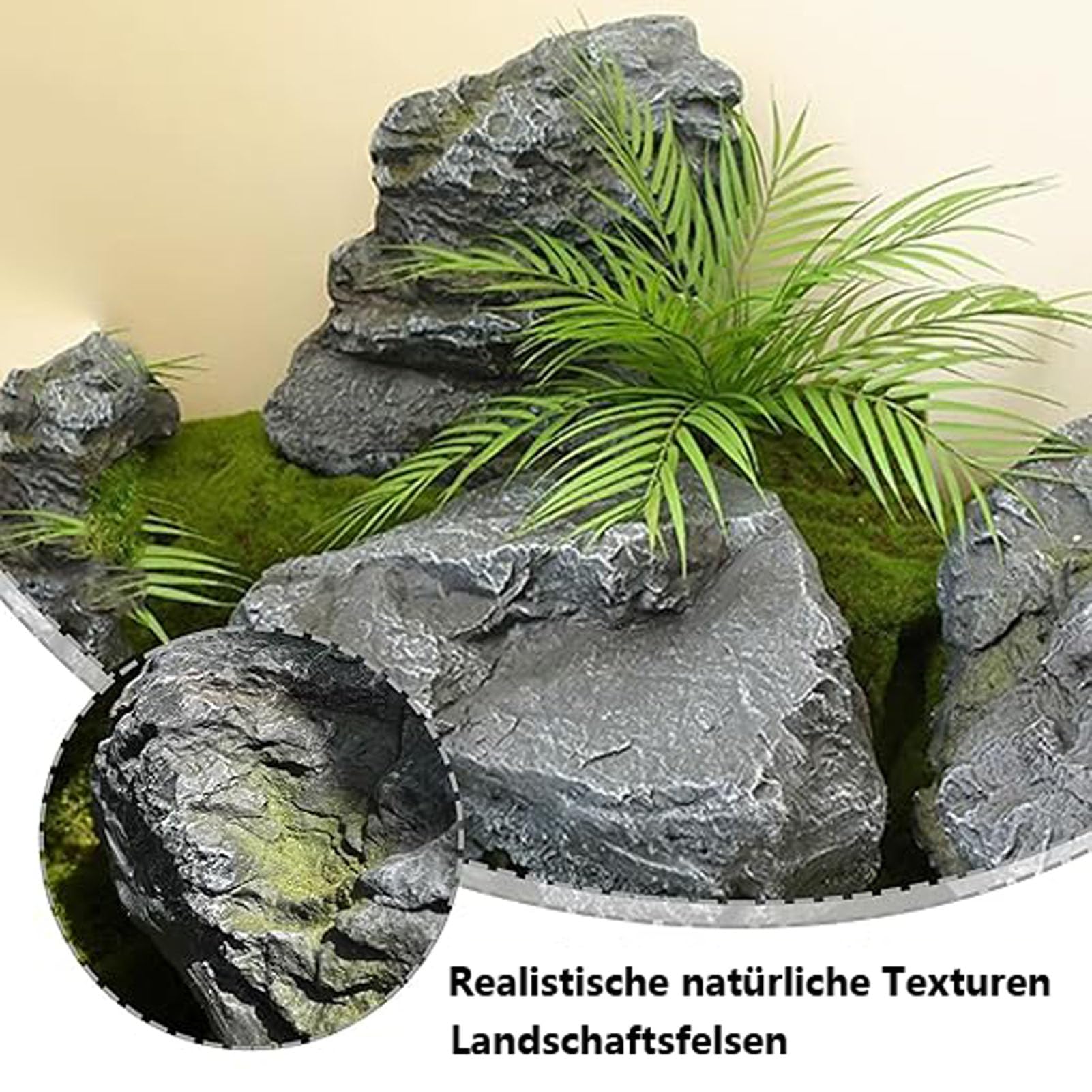 Aquarium Deko Landschaftsfelsen aus Fiberglas Einzigartige Aquascaping Steine für kreative Süßwasseraquarium Gestaltungen, für Landschaftsgestaltung, Gartendekor,33x24x40cm