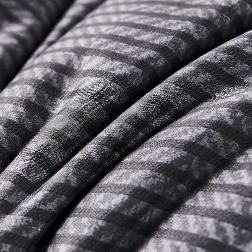 Miniatura 9 de RYNGHIPY Juego de edredón de 8 piezas a rayas azules y grises tamaño King, edredón de microfibra ultra suave con relleno de retazos, sábanas y