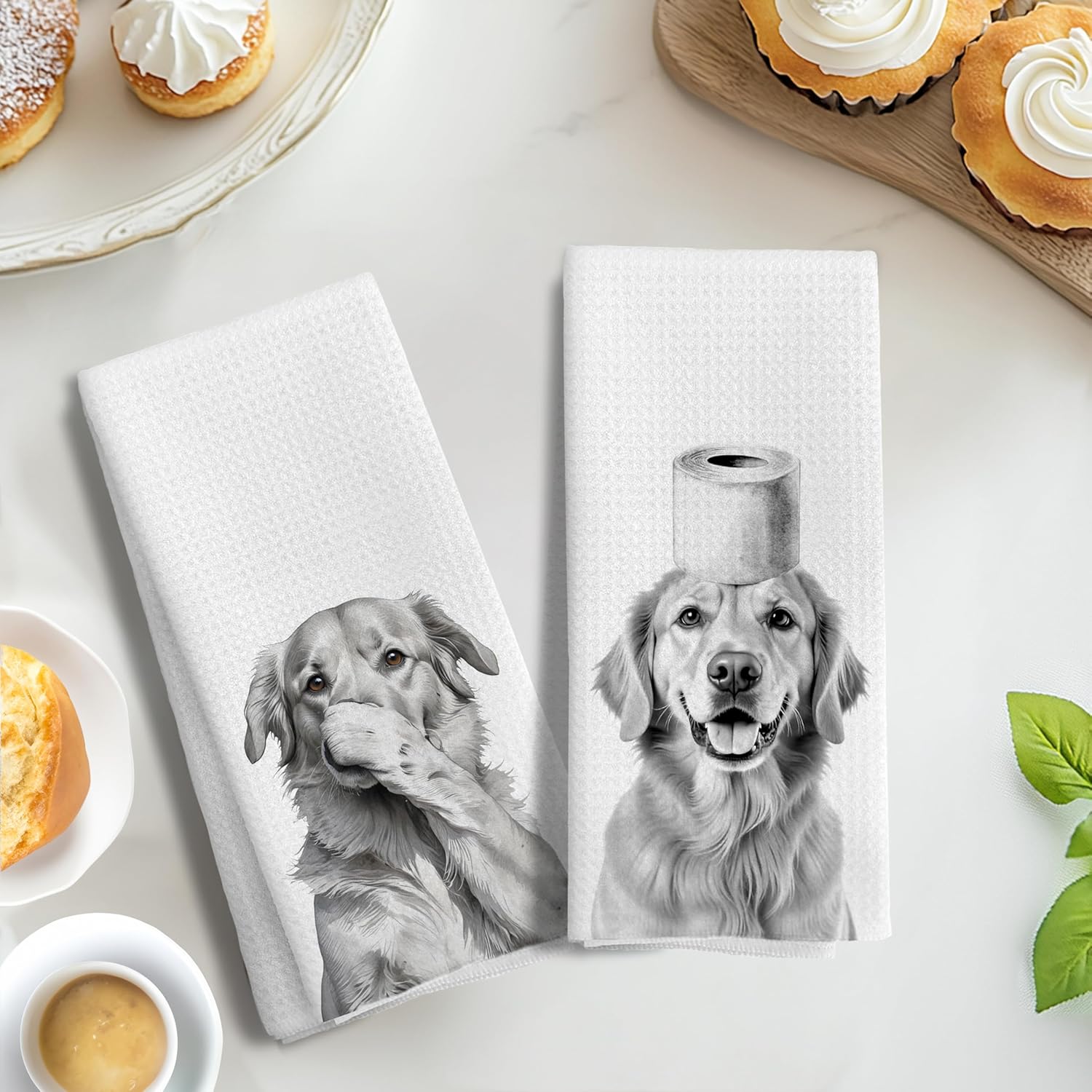 Funny Golden Retriever Bathroom Hand Towels Set of 2, Golden Retriever Gifts, Golden Retriever Gifts for Women, Dog Bathroom Decor,16x24 Inch - Image 6