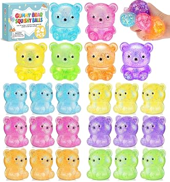 24 Pack Bear Stress Squishy Ball,Fidget Taba Squishy Toys for Kids