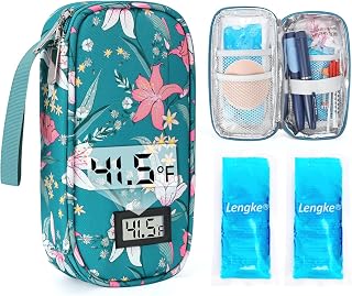 YOUSHARES Insulin Cooler Travel Case - TSA Approved Diabetic Medication Pen Cooling Bag with Temperature Display, Refrigerated Diabetes Supplies Organizer Insulated Storage Kit with 2 Ice Pack