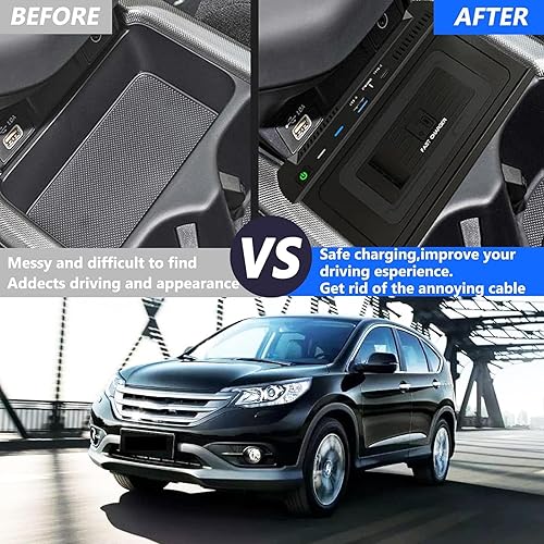 Miniatura 4 de Cargador de coche inalámbrico Qi de 15 W para Honda CRV 2021-2022, panel de accesorios de consola central para cualquier teléfono habilitado con Qi,
