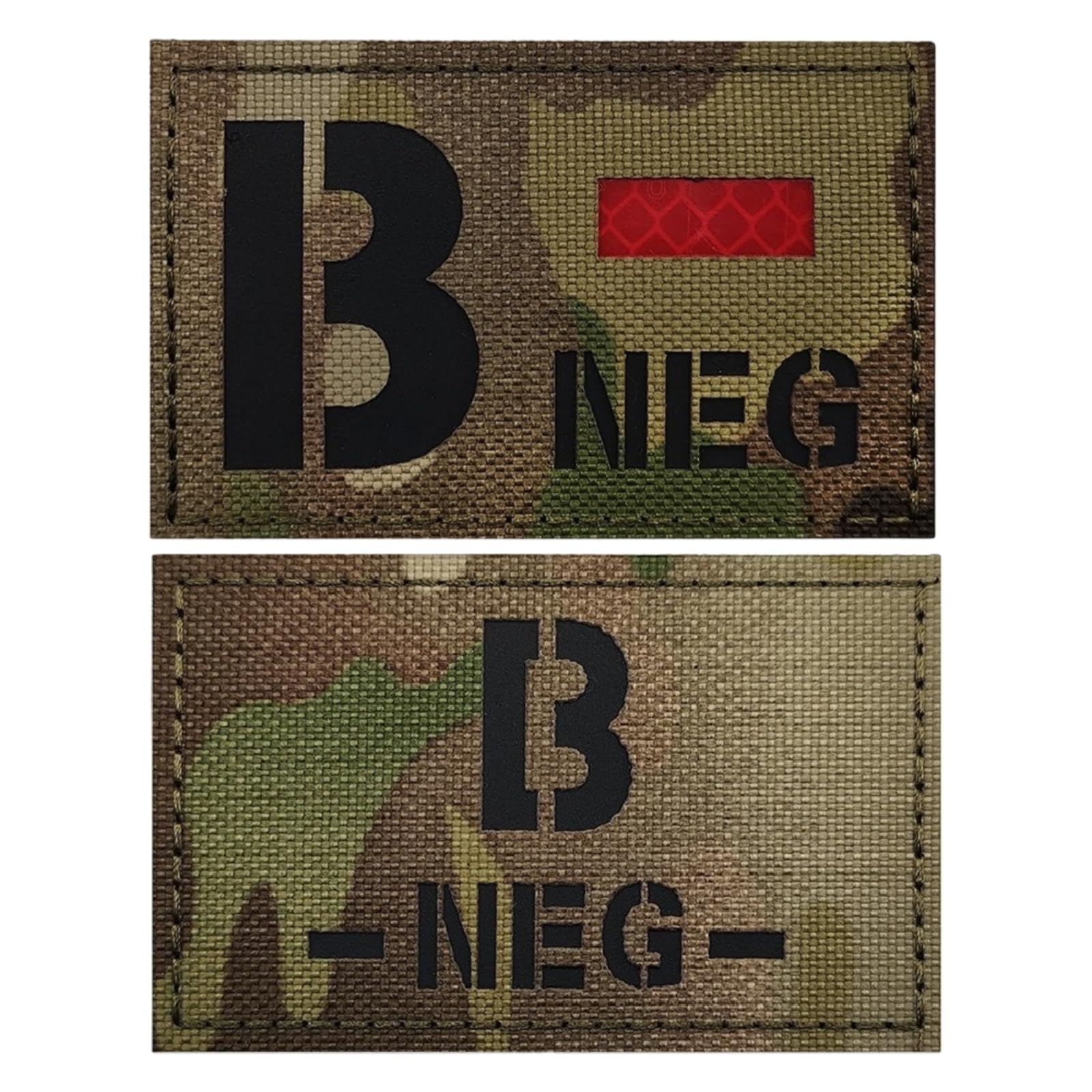 Blood Type Patch A- B- AB- O- NEG Camouflage Infrared Reflective Badge Tactical Morale Patch for Backpack Uniform -B-