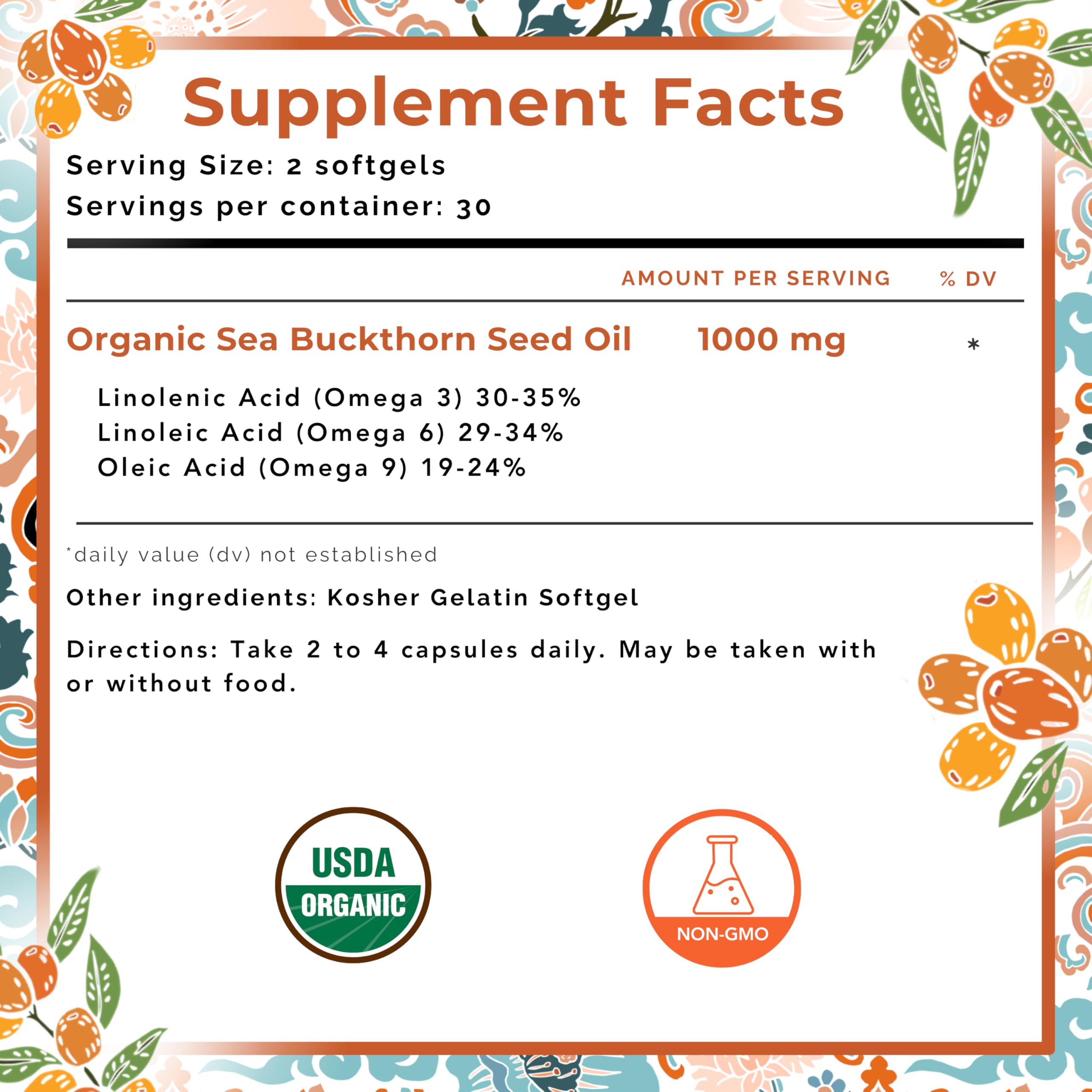 SeabuckWonders Organic Sea Buckthorn Seed Oil, 120 Softgels — Amazon image 6