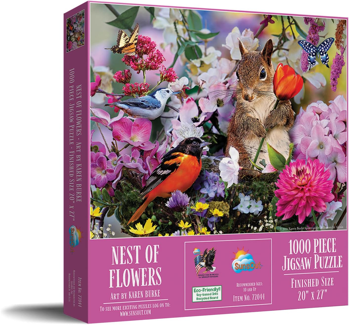 SUNSOUT INC - Nest of Flowers - 1000 pc Jigsaw Puzzle by Artist: Karen Burke - Finished Size 20" x 27" - MPN# 72044