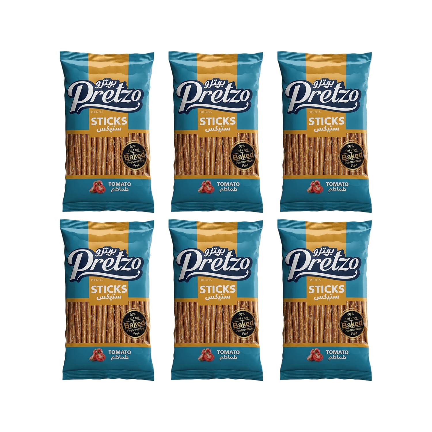 Pretzo Pretzel Sticks Tomato 40g x 6 Pack of 6 Imported Pretzels