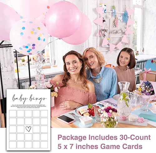 Miniatura 2 de ZIIUFRN Juegos de baby shower (5 x 7 pulgadas), 30 juegos modernos de bingo de bebé en blanco y negro tarjetas de juego de regalo, suministros de