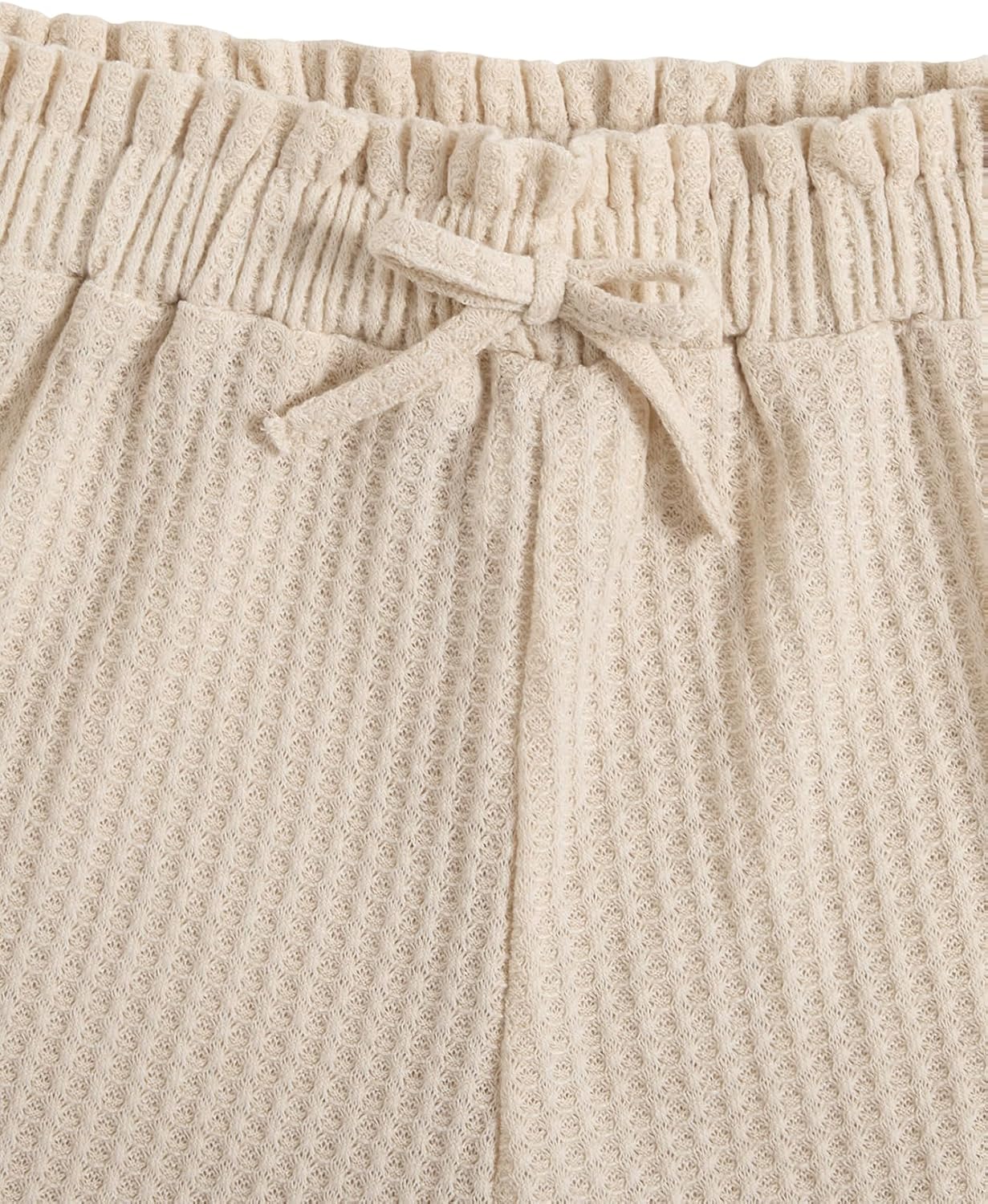 Girl's 2 Piece Outfits Waffle Knit Scoop Neck Button Down Crop Tank Tops Paperbag Waist Track Shorts - Image 5