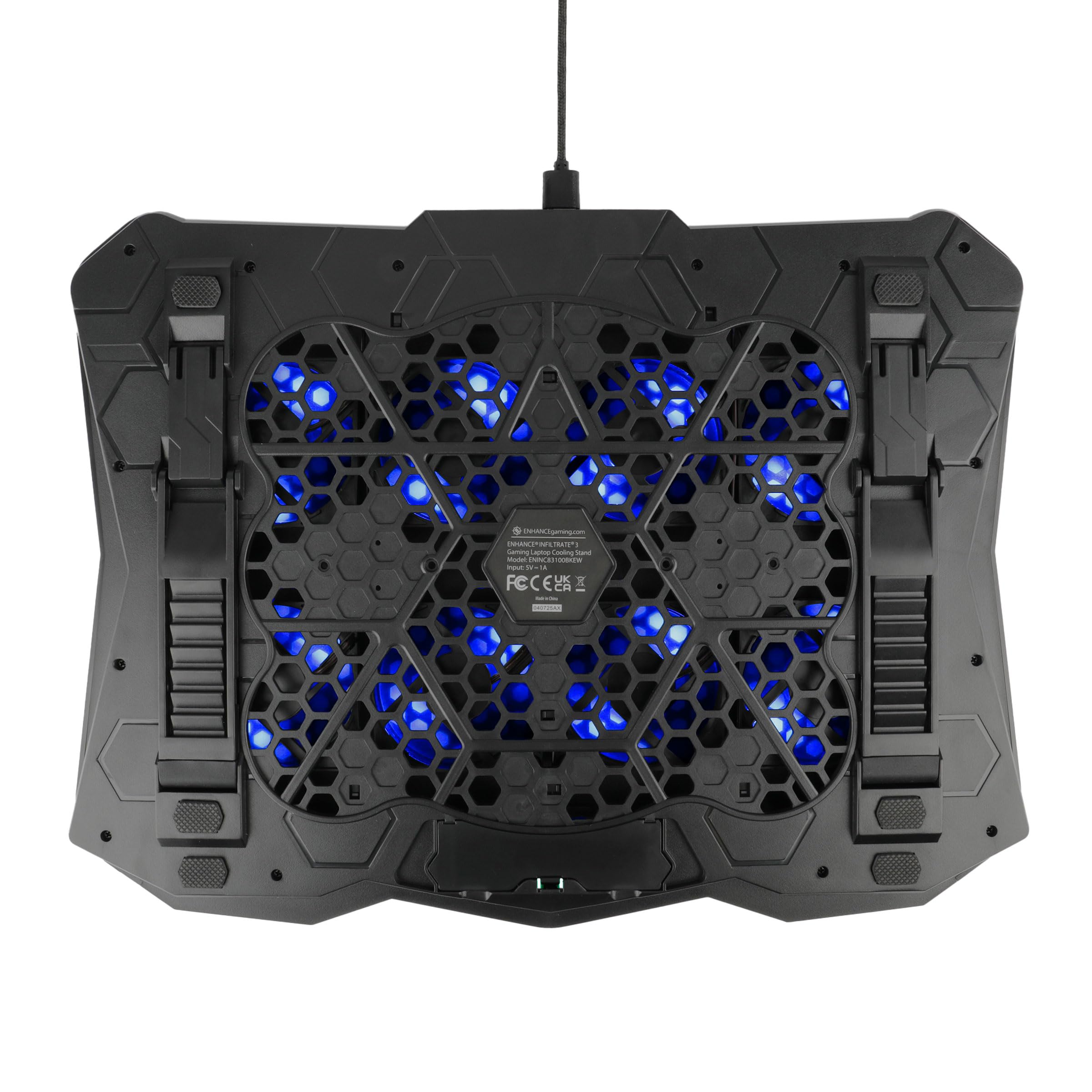 ENHANCE Infiltrate 3 Support de Refroidissement pour Ordinateur Portable avec Lumières RVB - Support de Jeu avec 8 Ventilateurs Ultra-Silencieux, 7-Angles Réglables, Double Hub USB, Métal