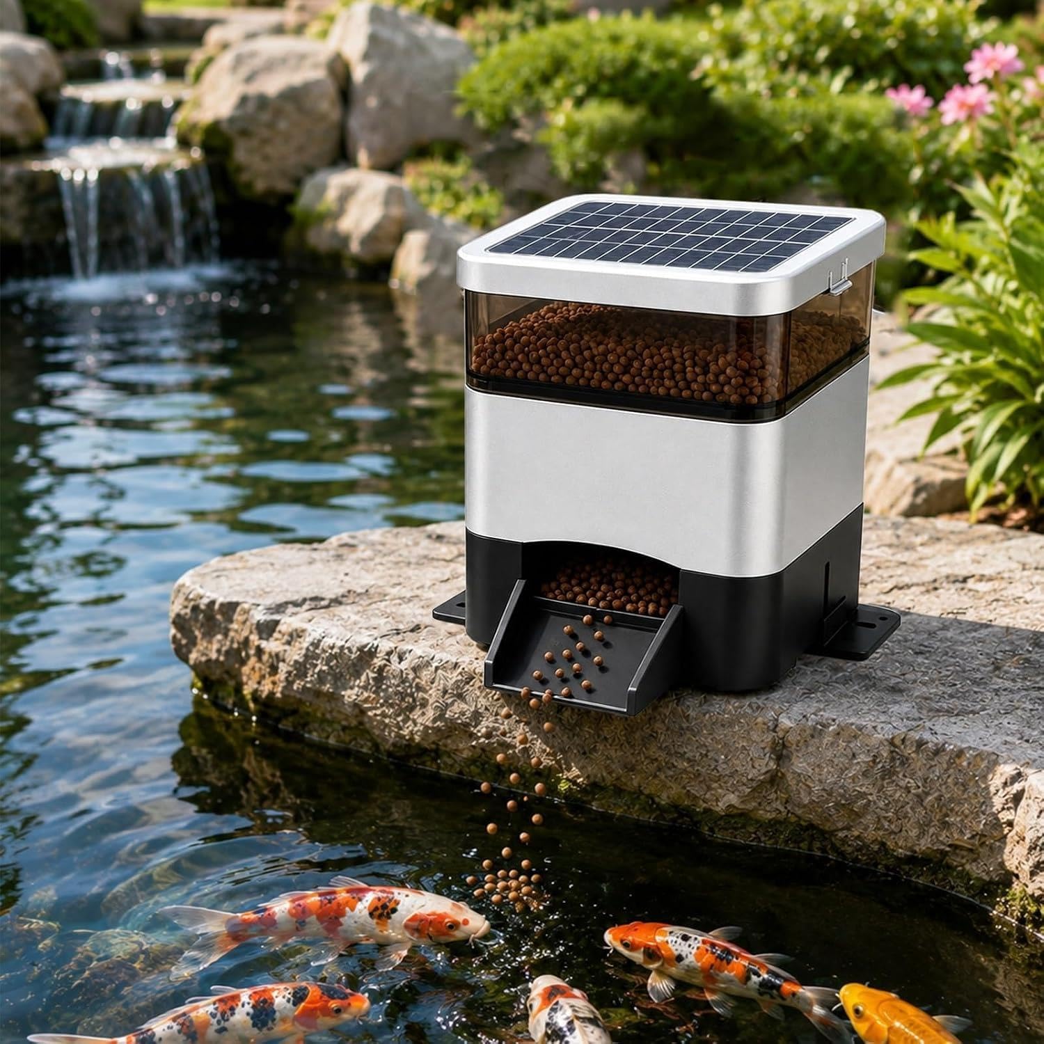Alimentador automático de Peces for Estanque, con energía Solar