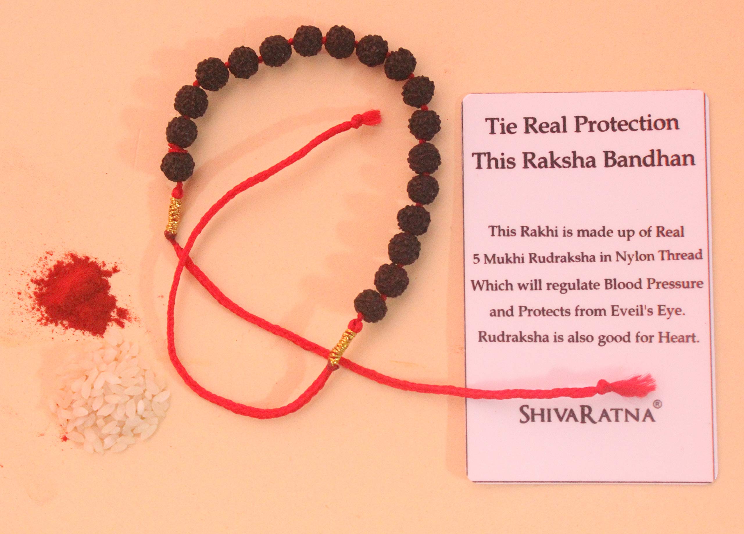 SHIVARATNA Mens Rudraksha And Nylon Thread Rakhi With Roli And Chawal Tilak (B08C35QGGH) Amazon Price History, Amazon Price Tracker