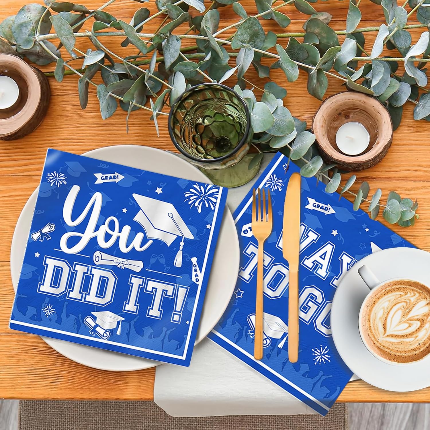 48Pcs Blue Graduation Napkins 2026 Disposable Congrats Grad Cocktail Napkins Class of 2026 Grad Paper Napkins Graduation Party Decorations