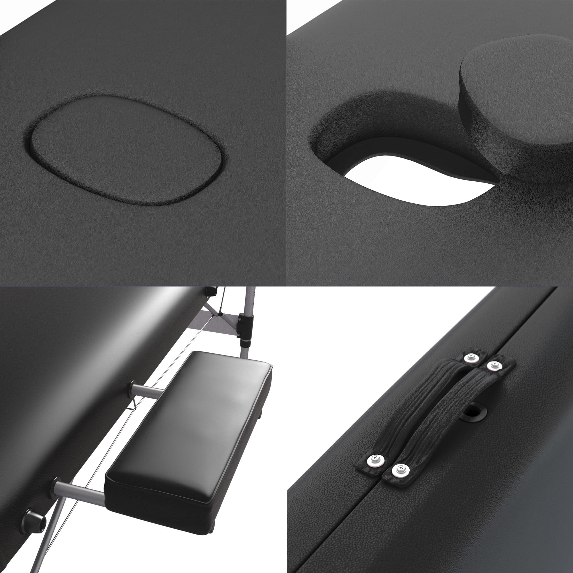 Table de Massage 2 Zones en Aluminium Noir Pliable et transportable