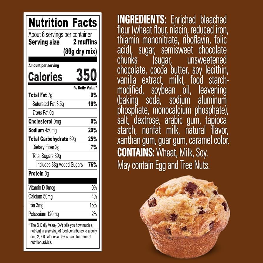 Amazon.com : Krusteaz Chocolate Chunk Muffin Mix, With Real