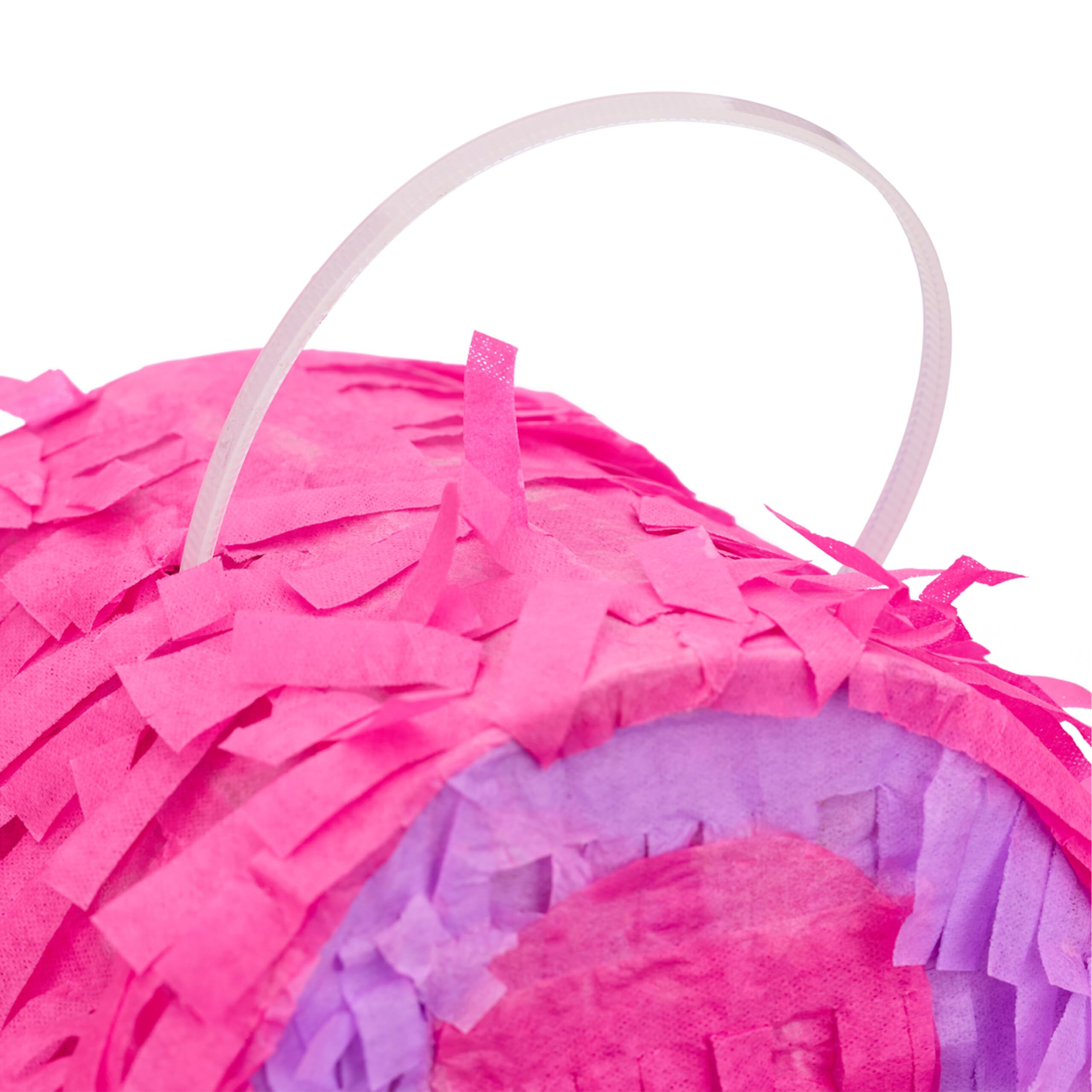 Relaxdays Pignatta Corona con Bastone e Maschera, da Appendere, per Bambini, Compleanni, 31x49x10 cm, Viola-Rosa