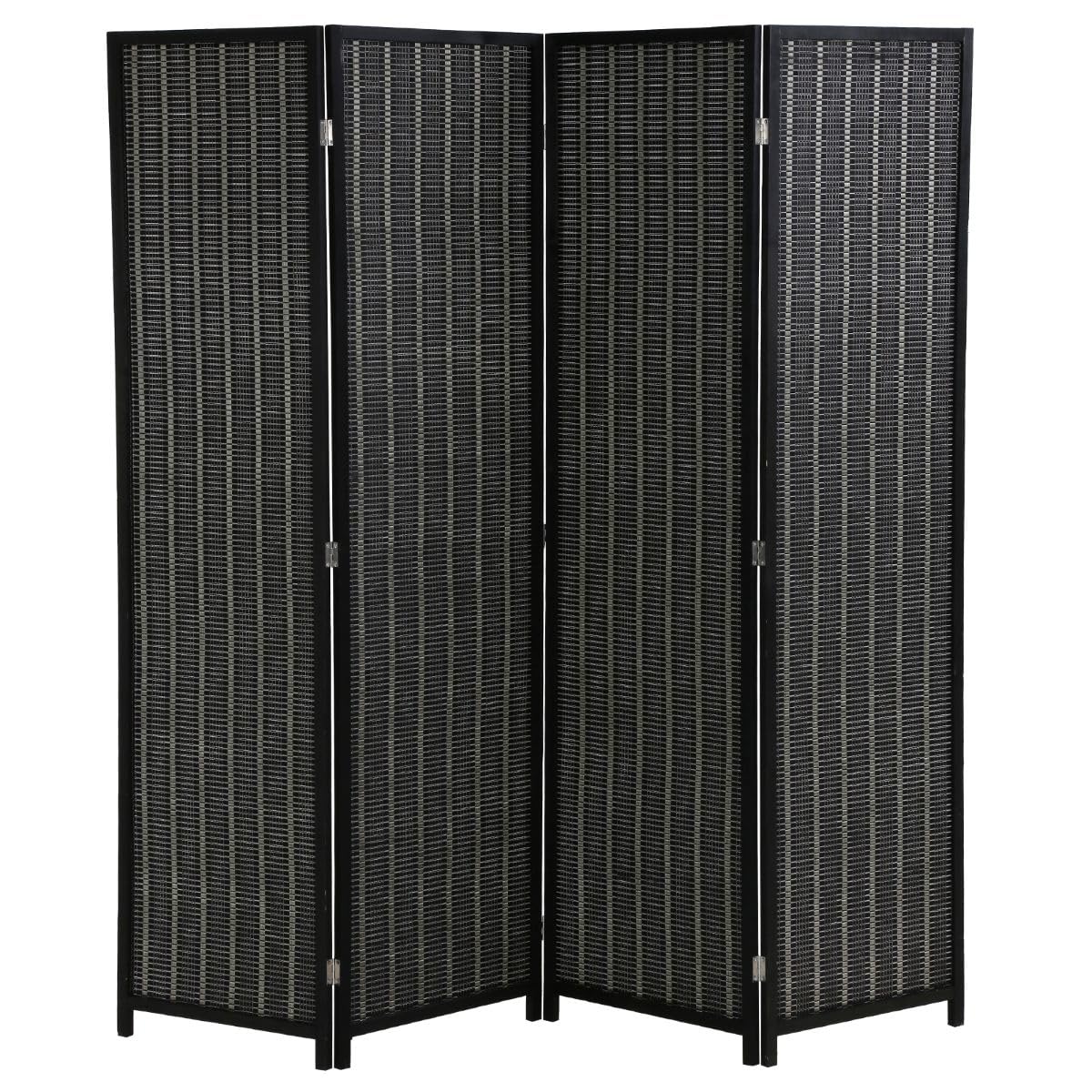 BSTOPHKL Room Divider 6ft 4-Panel Room Divider and Folding Privacy Screens, Wall Folding Privacy Screens, Bamboo Partition Room dividers for Home Office Studio Apartment (Black)