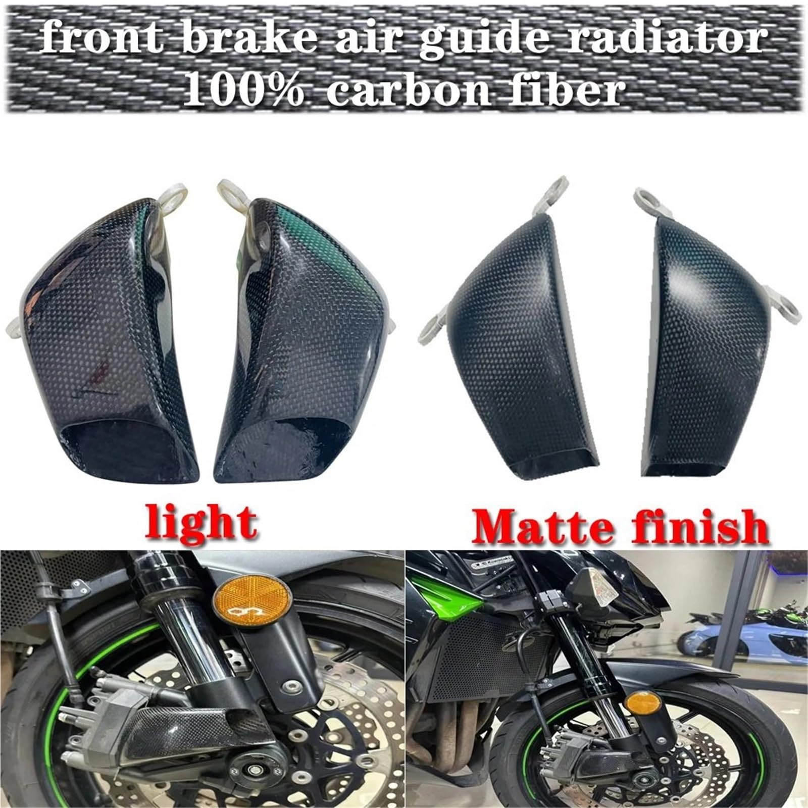 Conductos de refrigeración de Aire de Pinza Compatible con Pinza de Fibra de Carbono Kawasaki Z1000, disipación de Calor y radiador de guía de Aire del Freno Delantero.(Light)