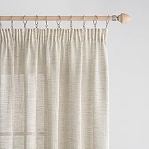 EMEMA Tenda in voile Tenda in lino trasparente con nastro arricciato Tende in lino trasparenti Soggiorno Set di 2 Tende per finestre Tende decorative Camera da letto 140 x 280cm Bianco
