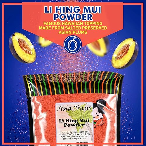 Miniatura 2 de Auténtico polvo Red Li Hing Mui  Sabor a fruta fresca, dulces, hielo de afeitado o bebidas de cóctel  Polvo de ciruela seca dulce, agria y salada