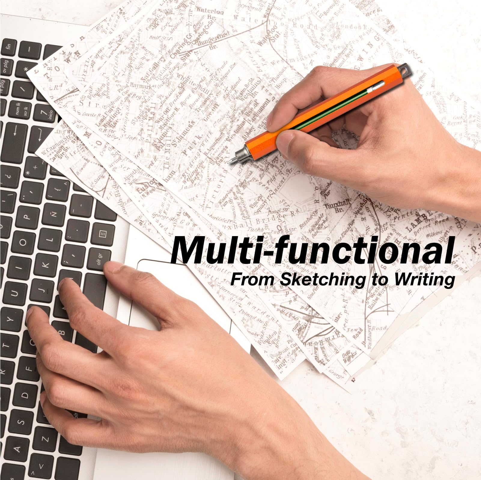 C Mini Durable Aluminum Alloy EDC Pen Compatible with 100 Refills - Ballpoint Rollerball Gel Auto-Adjusting Refillable Pen — view 7