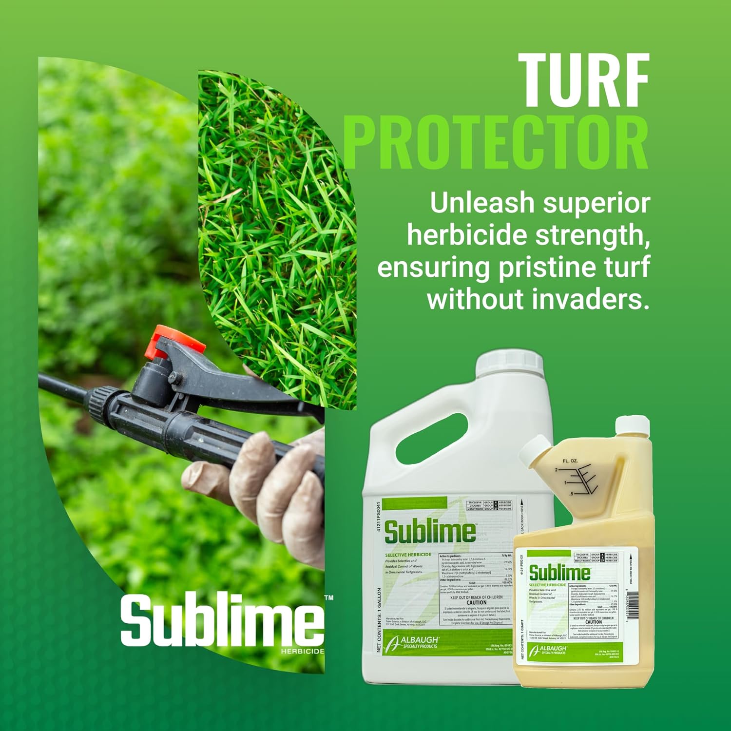 Sublime Weed Killer, Unrivaled Defense Against Crabgrass, Creeping Charlie, Dandelions & More, Non-Bleaching, Fast-Acting, Commercial & Residential, 1 Quart