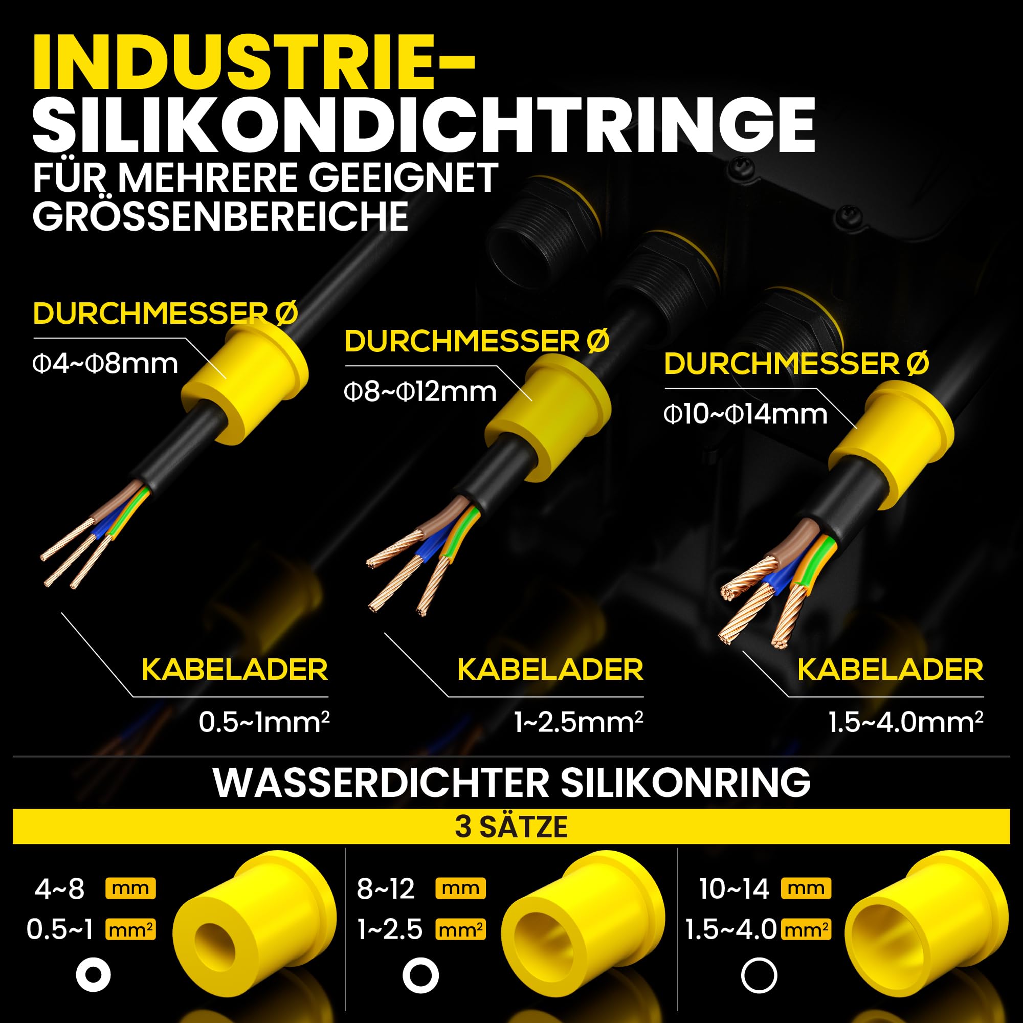 PEBA Abzweigdose IP68, Erdkabel Klemmdose Verbindungsdose, Übergroße 9 Wege Junction Box, Klemmkasten, Wasserdichte Kabelverbinder, Aufputz Verteilerdose Außen Wasserdicht, für 4-14 mm Kabel, Schwarz