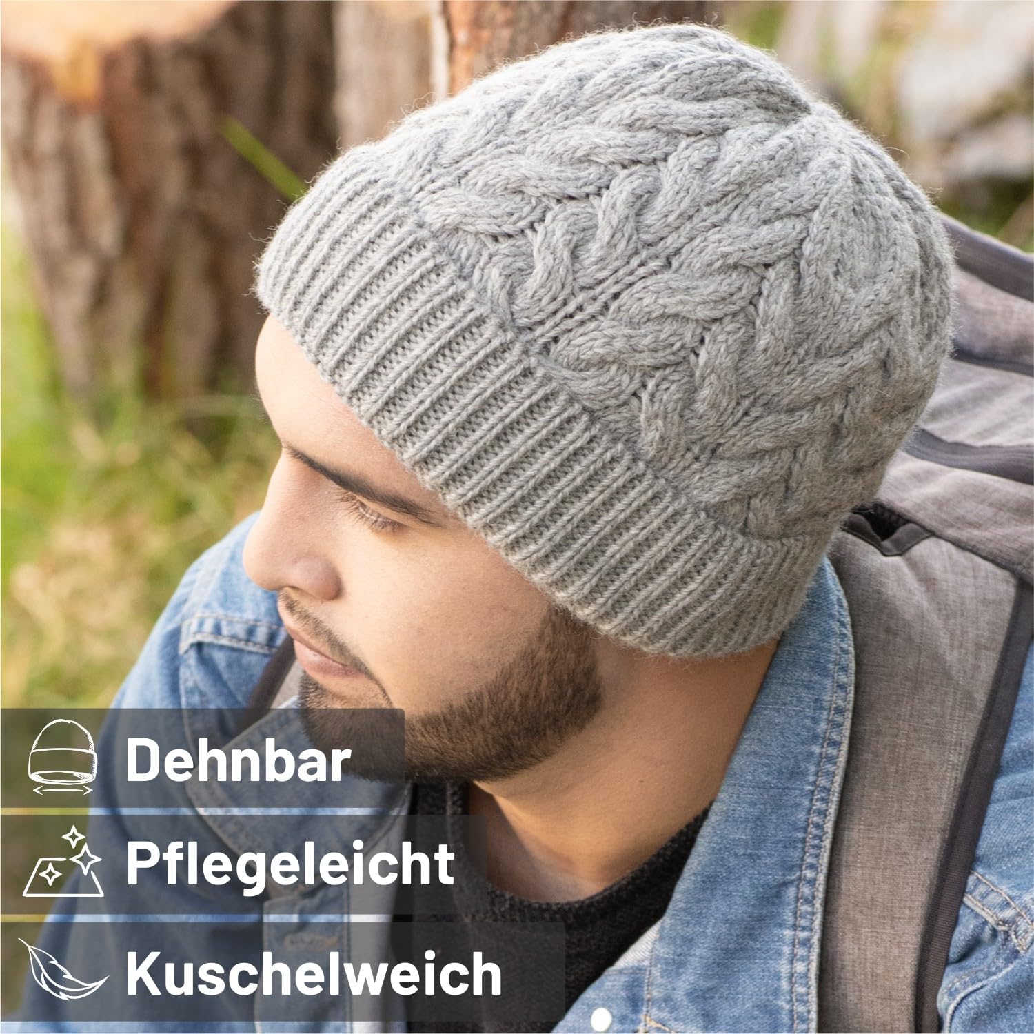 Miękka damska i męska czapka z alpaki ze 100% wełny alpaki w 8 kolorach - wysokiej jakości zimowa czapka dzianinowa/czapka wełniana Beanie firmy HansaFarm, Braun - NFA06, jeden rozmiar