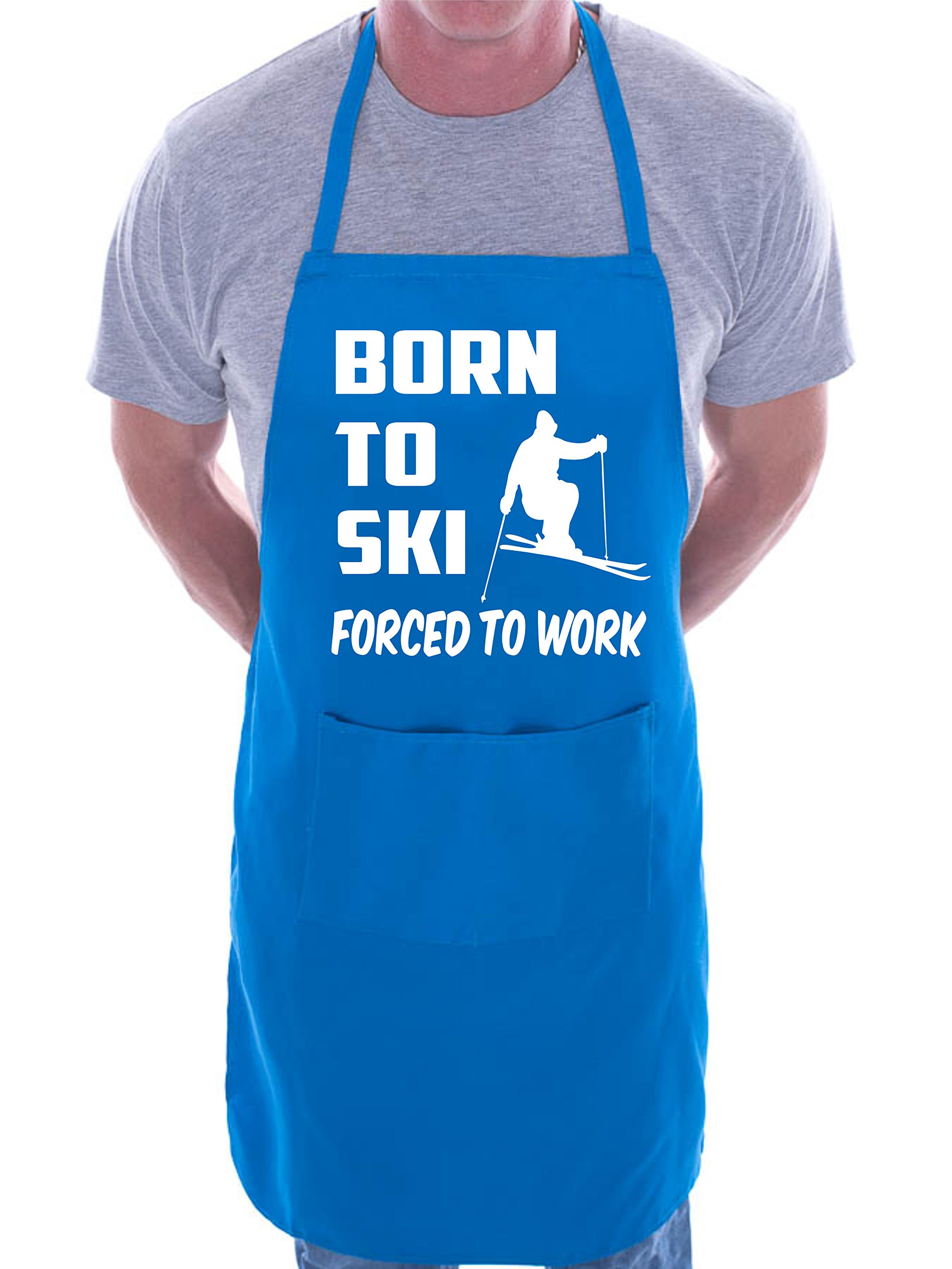 Print4U Born To Ski BBQ Cooking Funny Novelty Apron Blue