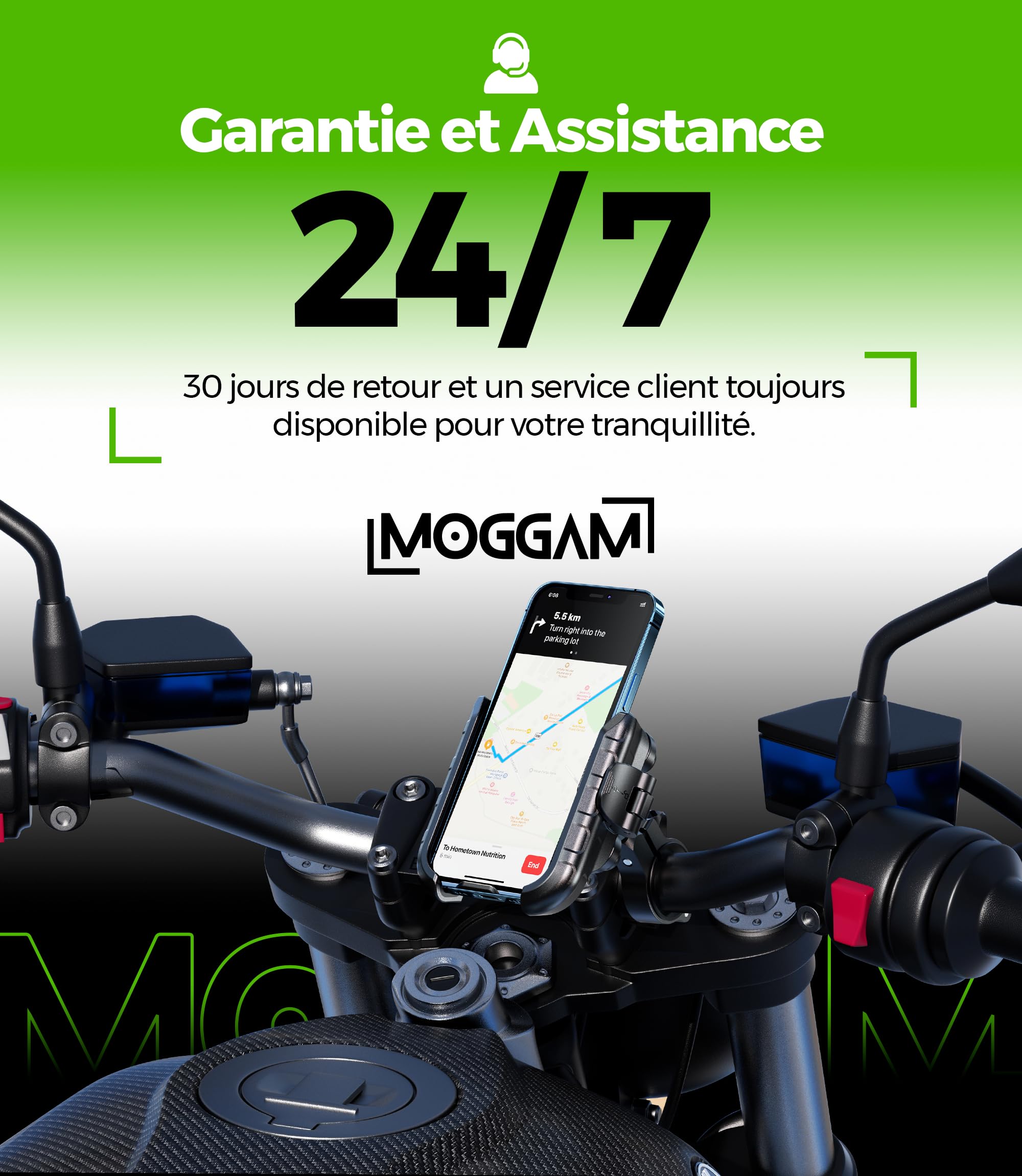 Support Telephone Moto Antivibration Aluminium CNC Double Fixation Guidon 22-32mm Rétroviseur 12–14 mm Libération Rapide Design Ouvert Compatible Scooter Vélo Trottinette Électrique Rotation 360°