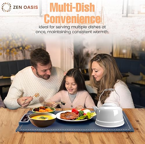 Miniatura 7 de ZenOasis - Tapete de calentamiento para alimentos de 24 x 15 pulgadas con controles de temperatura ajustables, bandeja de calentamiento eléctrica