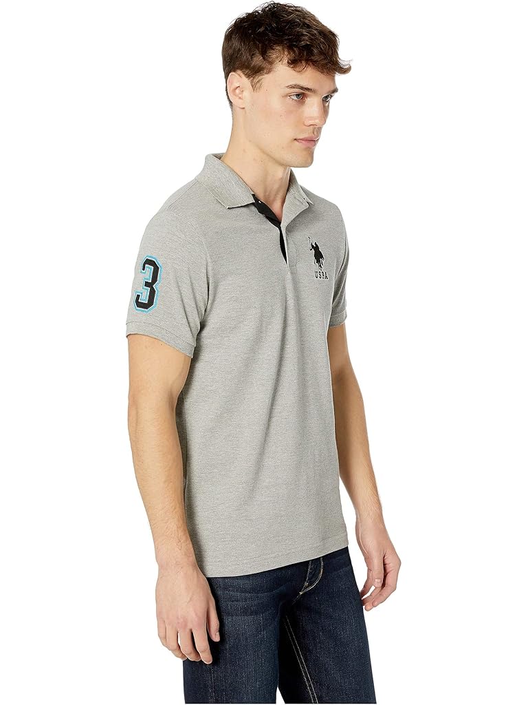 U.S. POLO ASSN. Slim Fit Big Horse Polo with Stripe Collar