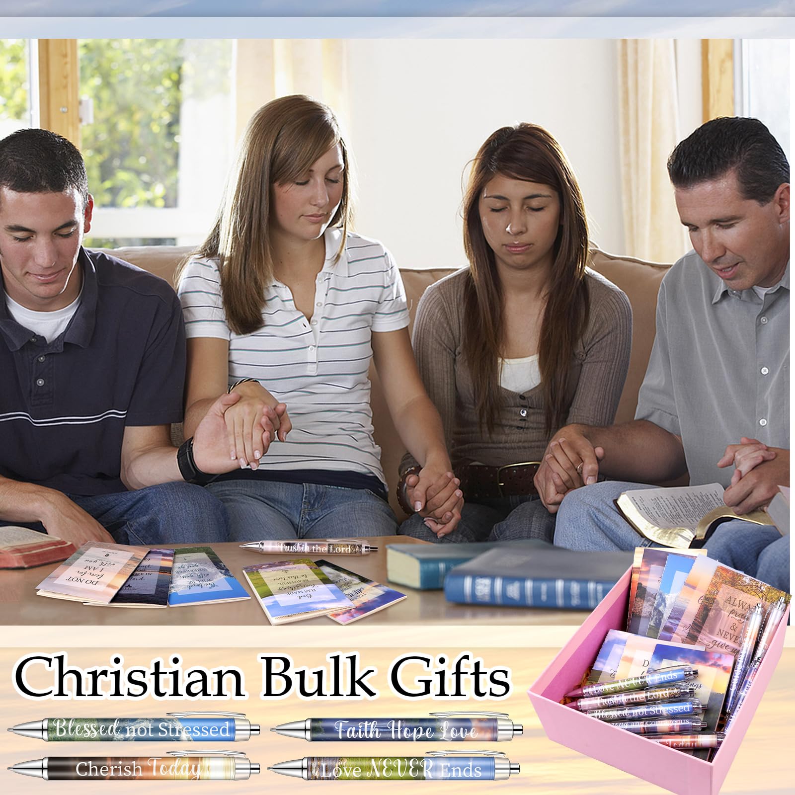 HAOWANWW 28Pack Bible Notebooks Christian Gifts Set Bulk Christian Scripture Inspirational Scripture Ballpoint Pens Motivational Christian Gifts for Teacher Friend Coworker Church Gifts - Image 4