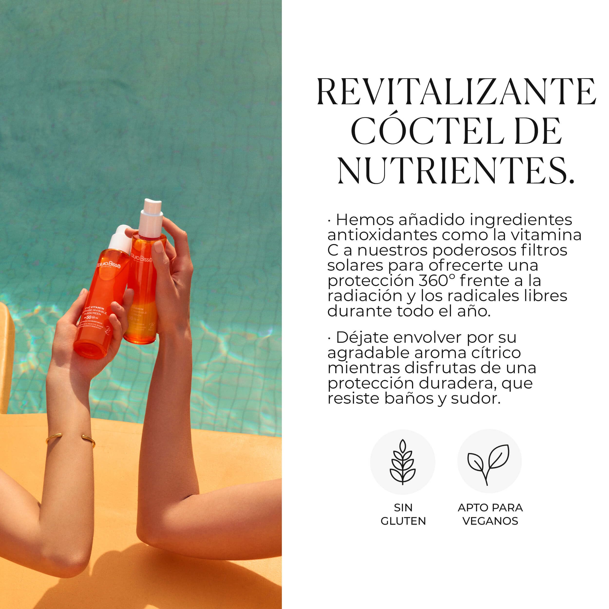 Natura Bissé C+C Vitamin SPF 50 Bi-Phase Invisible Sunscreen | Protector Solar Bifásico en Spray para Cuerpo con Aceite de Pepita de Uva y Vitaminas C y E | 200 ml