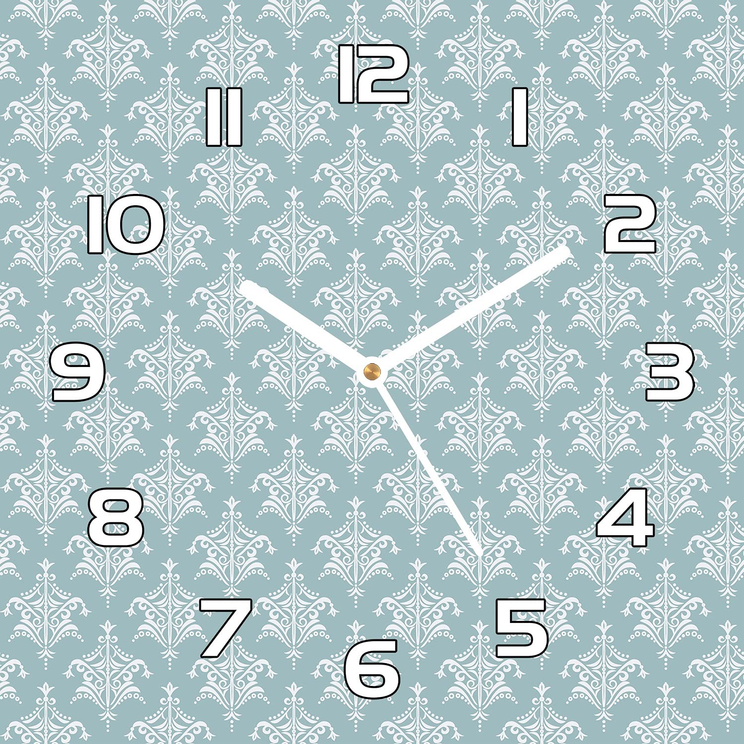 Horloge cuisine verre 30x30 moderne salon murale aiguilles blanches