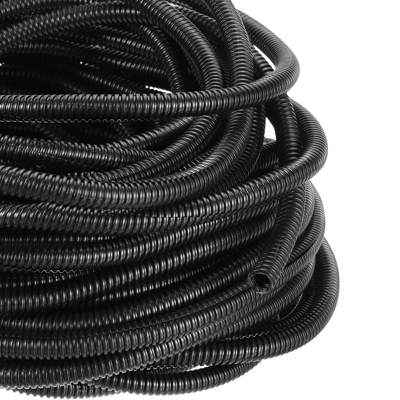 DMiotech 30m Wire Loom Split Tubing 10.4mm, Cord Protectors from Pet Flexible Conduit Cable Management for Office, Home, Garden, Black