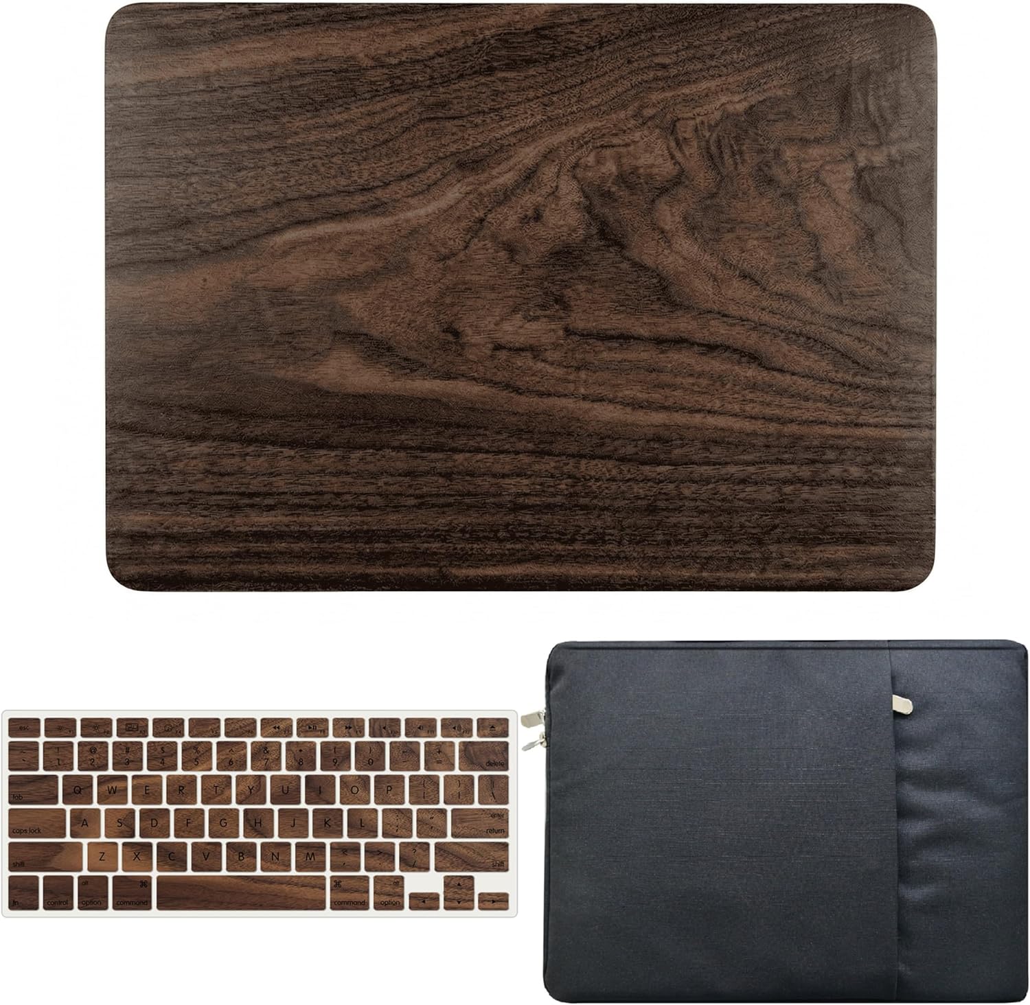 KECC Compatible with MacBook Pro 16 inch Case 2025 2024-2021 Release M4-M1 A3403 A3186 A2991 A2780 A2485 Protective Plastic Hard Shell + Keyboard Cover + Sleeve + Screen Protector, Walnut Wood