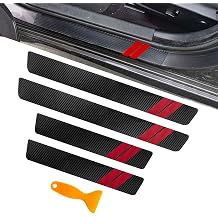 5PCS Car Door Sill Protector, Car Door Edge Guards, Carbon Fiber Auto Door Entry Edge Guard Sill Protection Sticker, Anti-Scratch Threshold Cover Strips for Most Vehicles Red, 5PCS