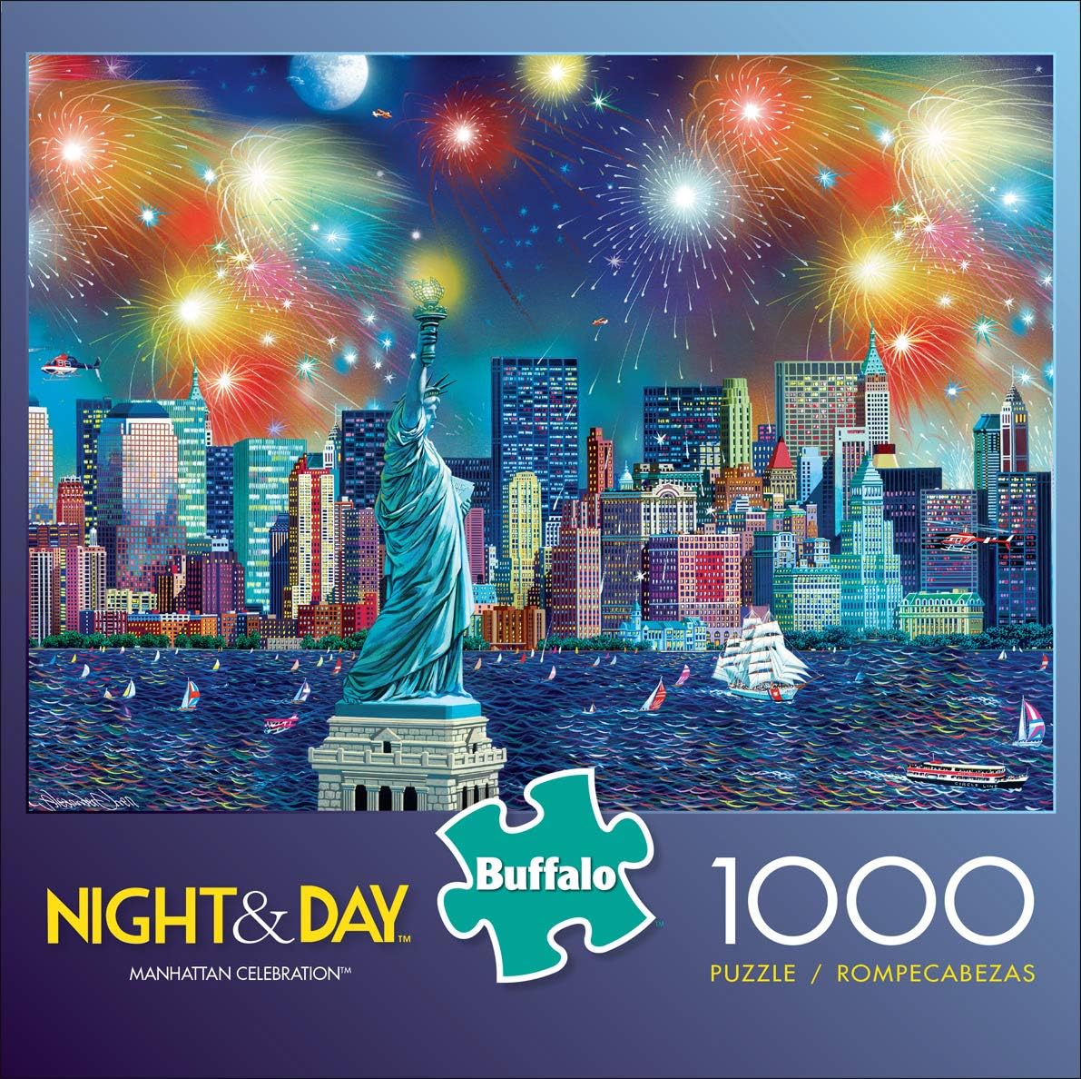 Buffalo Games - Manhattan Celebration - 1000 Piece Jigsaw Puzzle, Blue