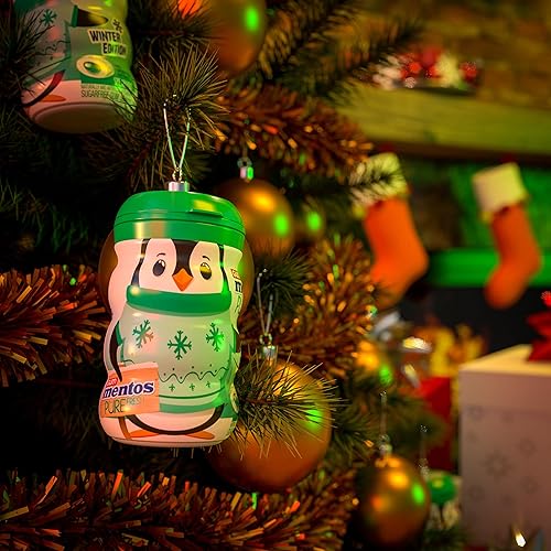Miniatura 4 de Mentos Pure Fresh Winter Edition - Goma de mascar sin azúcar con xilitol, menta verde, vacaciones, botella de pingüino, botella de 50 piezas