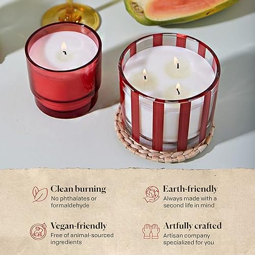 Miniatura 3 de Paddywax Candles Al Fresco Collection, vela perfumada naturalmente, 7 onzas, rojo, vainilla de palo de rosa