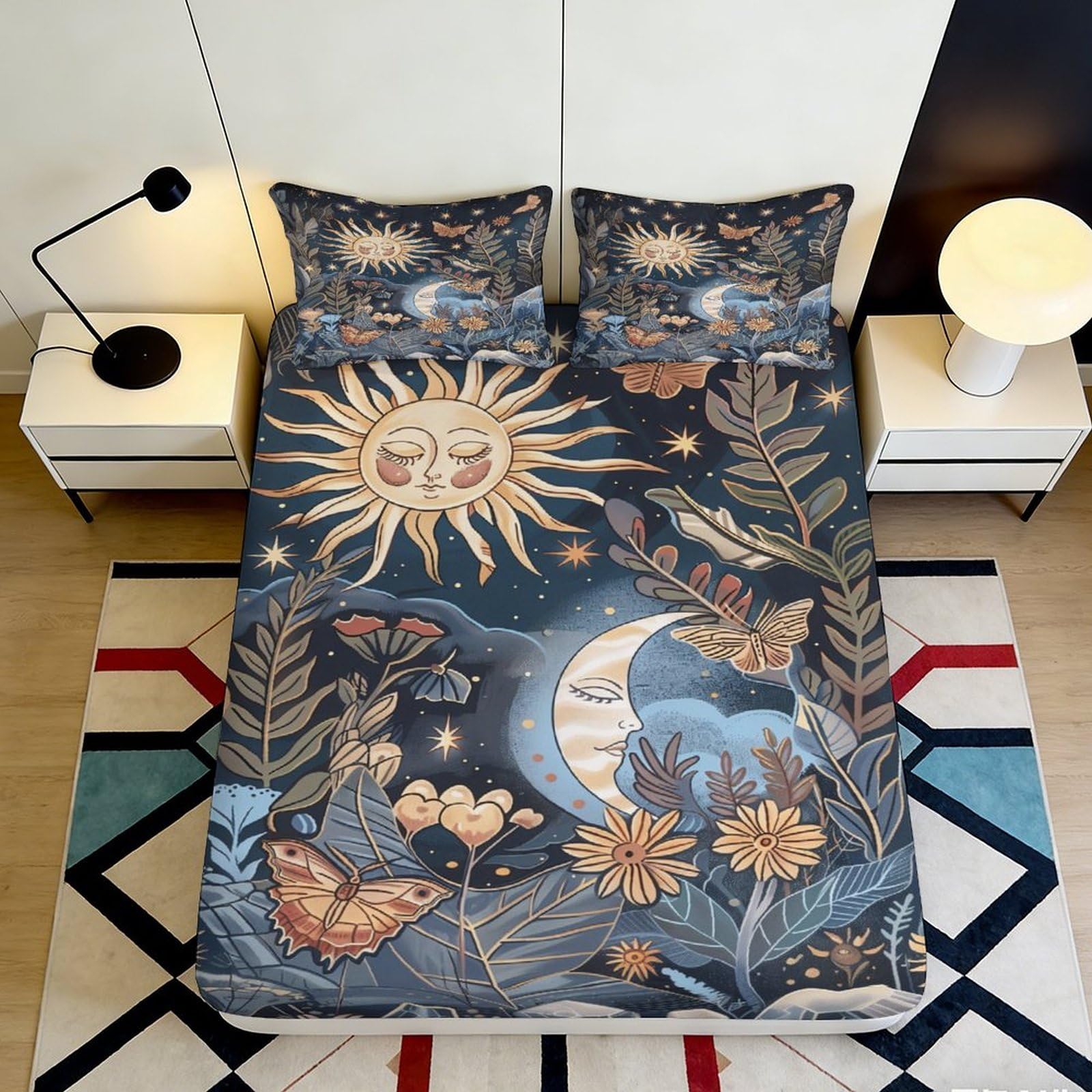 3D Printed Cartoon Elephant Fitted Sheet Microfiber Deep Pocket Non-Slip Bedding Set Elephant Mattress Fitted Cover Full Wrap Washable for Adults Teens 160x200x25cm