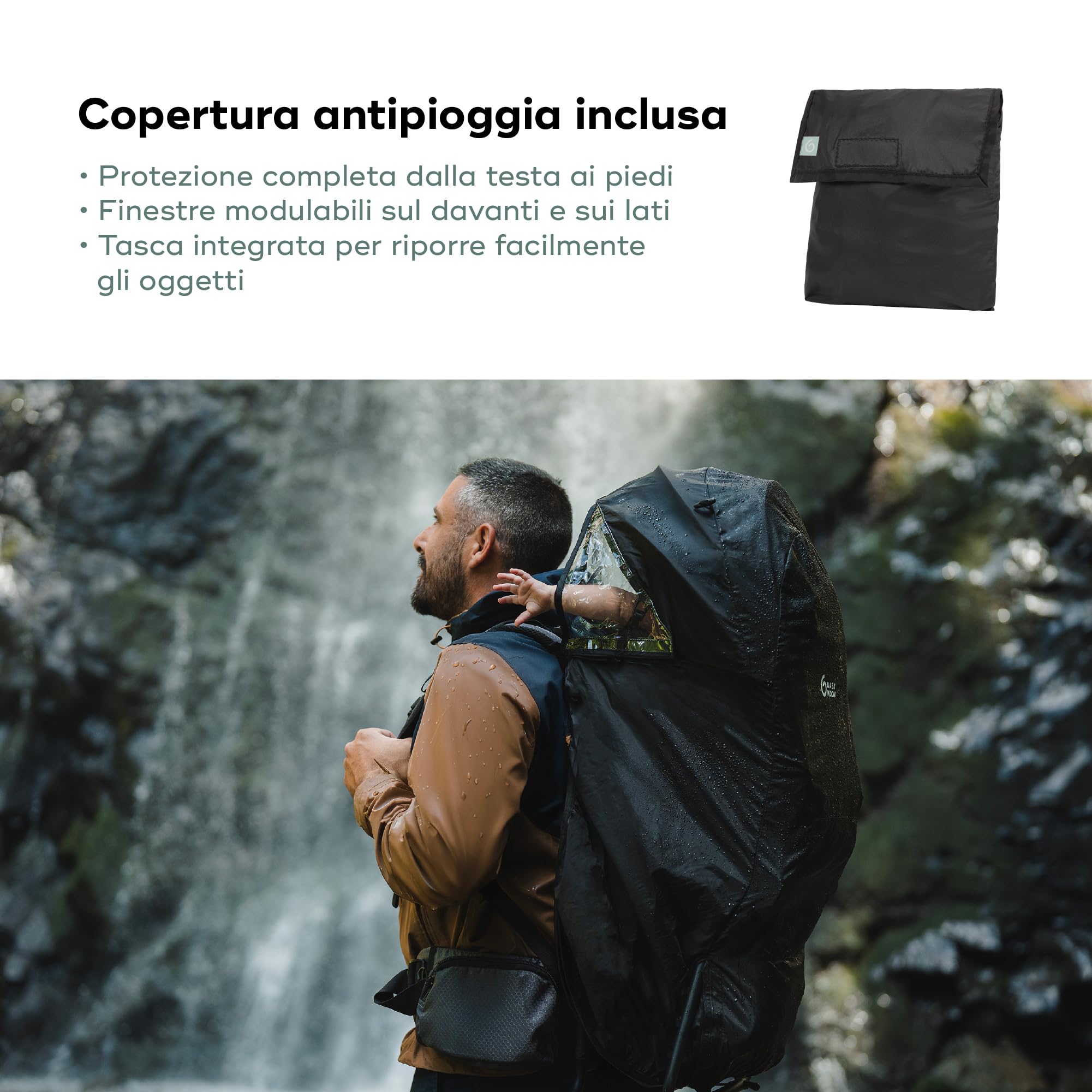 Babymoov Zaino Porta Bambino Trekking Moov&Hike + Copertura Pioggia | Parasole Anti-UV 50+, Ergonomico per Genitore e Bimbo - Regolabile - Borsa Isotermica 10L - Garanzia a Vita