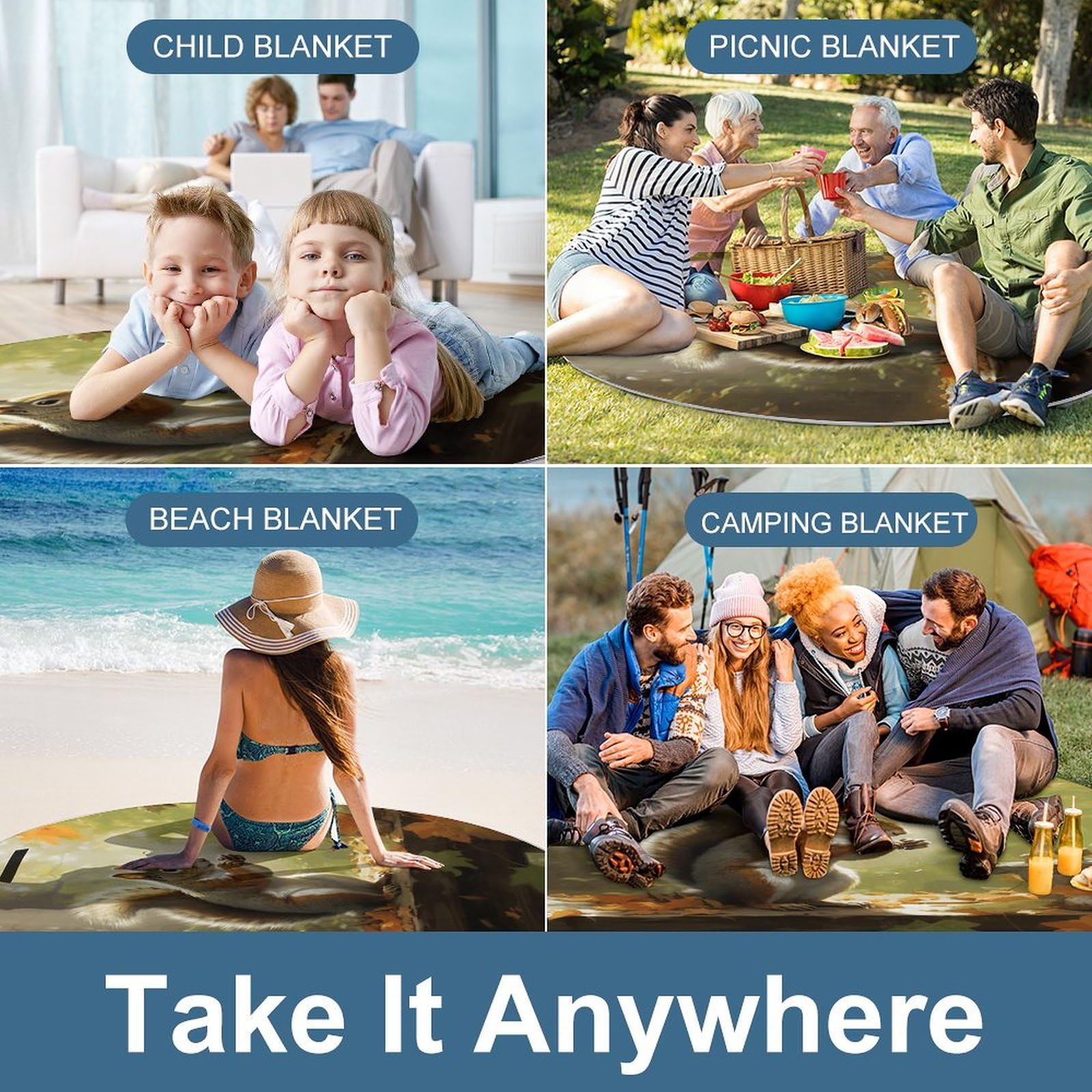 Picknickdecke, Eichhörnchen isst Nüsse, Picknickmatte, tragbare Picknickdecke, faltbar, kompakt, Stranddecke für Camping, Park, Reisen