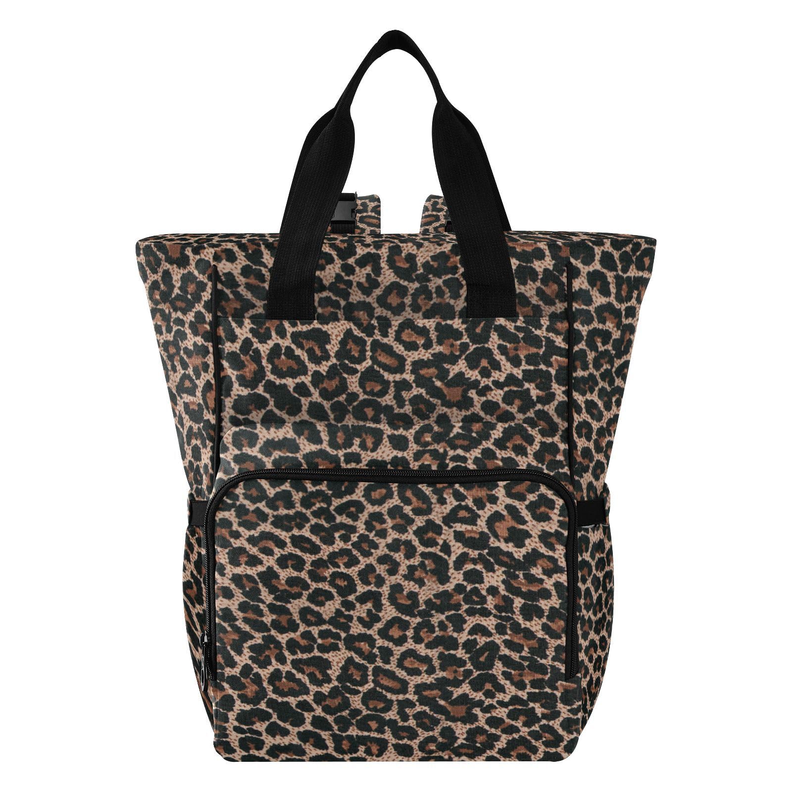 Wickeltasche mit Leopardenmuster, Gepardenmuster, für Damen und Herren, großer Laptop-Rucksack, Reiserucksack, Tagesrucksack, Lunchtasche mit isolierten Taschen, Kinderwagengurten, wasserdicht,